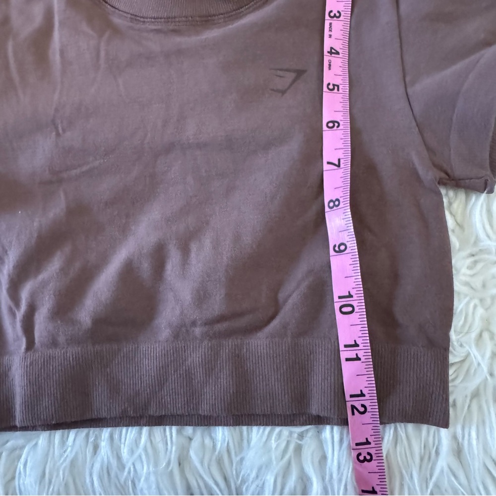 Gym Shark cotton seamless crop top in soft brown xs - Picture 9 of 9